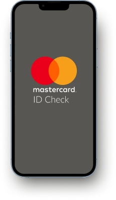 Ein Smarthpone mit dem Mastercard ID Check Logo