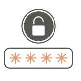 Icon Schloss und verdeckte Pincode Anzeige mit Sternchen im Kontext sichere Passwörter & Phishing